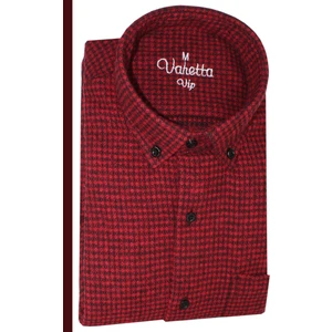 Erkek Koyu Kırmızı Oduncu Gömlek – Kışlık Kalın Kareli Cepli Geniş Kesim Trend Gömlek Model