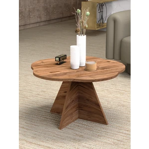 Gold Falez Orta Sehpa Dekoratif Yuvarlak Orta Sehpa Yan Sehpa 70 Çap Çiçek Formlu Atalntik Çam