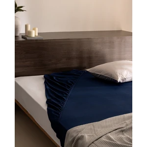 Madame Coco Ciel Tek Kişilik Plus %100 Pamuk Lastikli Saten Çarşaf - Lacivert