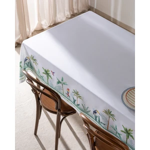 Madame Coco Albe Polycotton Masa Örtüsü - Yeşil/Beyaz - 150x150 cm