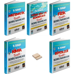 Miray Yayınları Miray 9. Sınıf Matematik Edebiyat Fizik Kimya ve Biyoloji Tematik Soru Bankası 5li Set