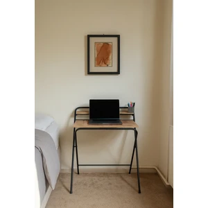 Efes Çalışma Masası Bilgisayar Laptop Masası 2 Raflı Metal Ders Çalışma Ofis Masası Çam