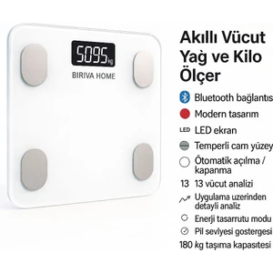 Yağ Ölçerli Akıllı Tartı Beyaz