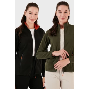 Slim Fit Anti-Pilling Tüylenme Yapmayan Fermuarlı Cepli Hırka 2' Li Paket Polar Bayan Polar 5907002S2