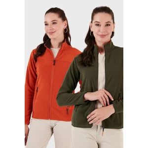 Slim Fit Anti-Pilling Tüylenme Yapmayan Fermuarlı Cepli Hırka 2' Li Paket Polar Bayan Polar 5907002S2