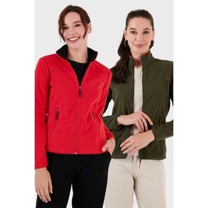 Slim Fit Anti-Pilling Tüylenme Yapmayan Fermuarlı Cepli Hırka 2' Li Paket Polar Bayan Polar 5907002S2