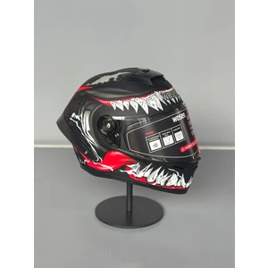 WS-602 Güneş Gözlüklü Full Face Kask (Şeffaf Vizörlü) Matt Black W3 (602)