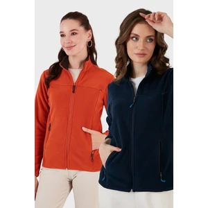 Slim Fit Anti-Pilling Tüylenme Yapmayan Fermuarlı Cepli Hırka 2' Li Paket Polar Bayan Polar 5907002S2