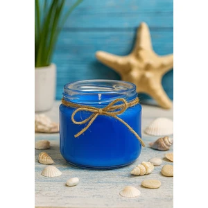 Likya Candle Mavi Yasemin Kokulu Mum – 330 gr El Yapımı Dekoratif Cam Kavanoz, Ferah & Şık Tasarım