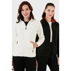 Slim Fit Anti-Pilling Tüylenme Yapmayan Fermuarlı Cepli Hırka 2' Li Paket Polar Bayan Polar 5907002S2