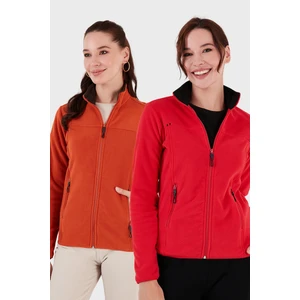 Slim Fit Anti-Pilling Tüylenme Yapmayan Fermuarlı Cepli Hırka 2' Li Paket Polar Bayan Polar 5907002S2