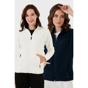 Slim Fit Anti-Pilling Tüylenme Yapmayan Fermuarlı Cepli Hırka 2' Li Paket Polar Bayan Polar 5907002S2