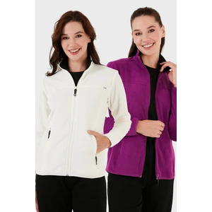 Slim Fit Anti-Pilling Tüylenme Yapmayan Fermuarlı Cepli Hırka 2' Li Paket Polar Bayan Polar 5907002S2