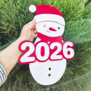 2026 Yılbaşı Kardan Adam Kapı Ve Duvar Süsü - Keçe Dekoratif Yeni Yıl 35 cm x 27 cm
