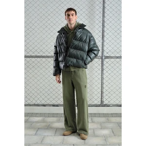 Şişme Deri Haki Mont