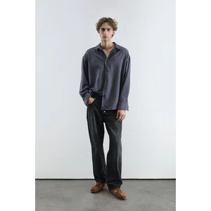 Çizgili Efektli Modal Antrasit Gömlek