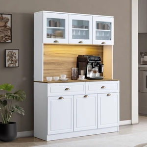 Blesk Ince Kum Aydınlatmalı Kahve Köşesi Dolabı – Raflı, Çekmeceli