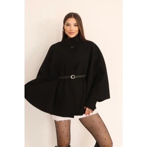 Kemerli Dokulu Kaşe Kumaş Panço