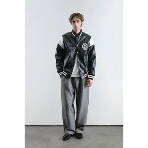 Siyah Deri Kolej Ceket