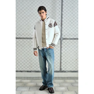 Beyaz Deri Kolej Ceket