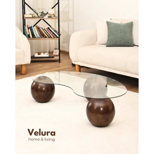 Velura Home & Living Modern Orta Sehpa & Cam Sehpa & Küre Sehpa & Top Sehpa - Koyu Ceviz