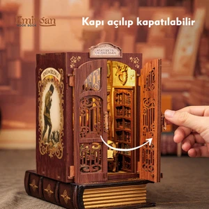 – Atatürk Çalışma Odası Mini Kitap Evi – LED Işıklı Ahşap Book Nook Seti