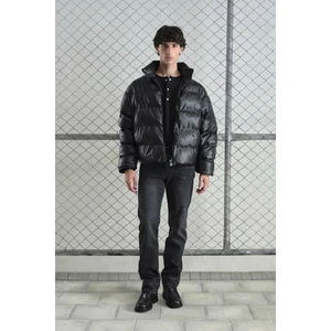 Şişme Deri Siyah Mont