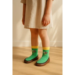 Katia & Bony Çocuk Makosen Soket Çorap Patik Panduf – Kaydırmaz Ev & Anaokulu Ayakkabısı Yeşil