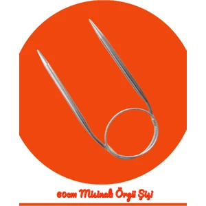 Masal Örgü Evi Çelik Telli Misinalı 60 cm Örgü Şişi Orta Boy Misina