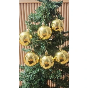 Yılbaşı Ağacı Süsü 6 cm Cici Gold Küre Top Süs Parlak Süs Büyük Küre 6lı