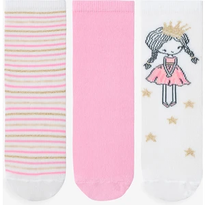 Çok Renkli Kız Çocuk Stripe Princess 3lü Soket Çorap