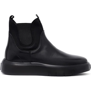 Erkek Siyah Kalın Tabanlı Deri Chelsea Bot 25WFD631918