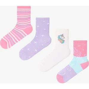 Çok Renkli Kız Çocuk Galaxy Unicorn 4lü Soket Çorap