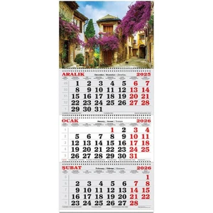 Keskin Color 2026-3 Aylık Spiralli Jumbo Denizci Takvim-Bengonvil Sokağı