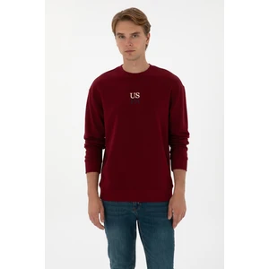 U.S. Polo Assn. Erkek Comfort Fit Bisiklet Yaka Bordo Basic Sweatshirt 50313760-VR014