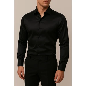 Slim Fit Uzun Kollu Kolay Ütü Teri Emen Nefes Alan Doku Kravatlık Dört Mevsim Beyaz Erkek Gömlek