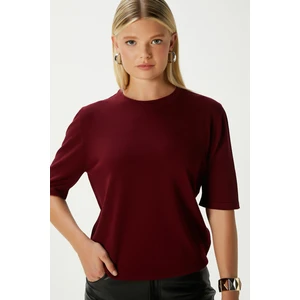 Viscose Doku Next Premium Selection Bordo Yarım Kol Triko Kazak