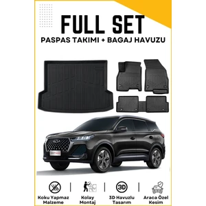 Ko Kaliteoto Chery Tiggo 7 Pro Max 2024-2025 Model Birebir Uyumlu Bagaj Havuzu+Paspas Seti