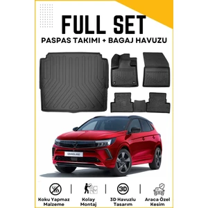 Ko Kaliteoto Opel Grandland 2024 Model Alt Birebir Uyumlu Bagaj Havuzu+Paspas Seti
