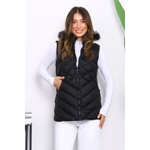 İmaj Butik Siyah Kapüşonlu Cepli Şişme Yelek