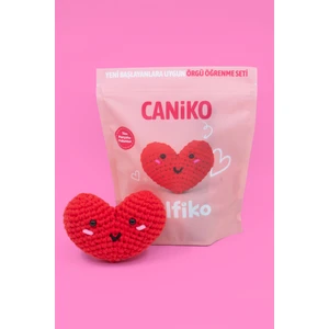 Caniko Örgü Öğrenme Kiti | Yeni Başlayanlar Için Videolu Tığ Işi Amigurumi Kalp Örgü Seti