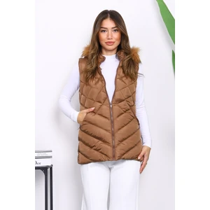 İmaj Butik Taba Kapüşonlu Cepli Şişme Yelek