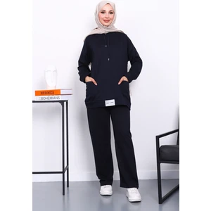 İmaj Butik Koyu Lacivert Önü Etiketli İki İplik Tesettür Takım