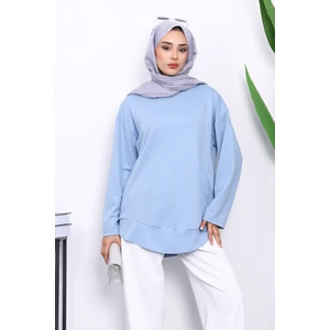 İmaj Butik Bebe Mavi Bisiklet Yaka Modal Sweat