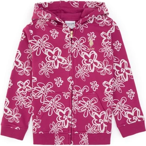 U.S. Polo Assn. Kız Çocuk Pembe Kapüşonlu Fermuarlı Çiçekli Sweatshirt 50317959-VR041