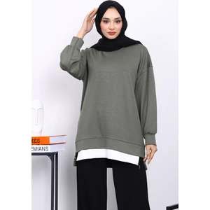 İmaj Butik Haki Bisiklet Yaka Yan Fermuarlı Tunik