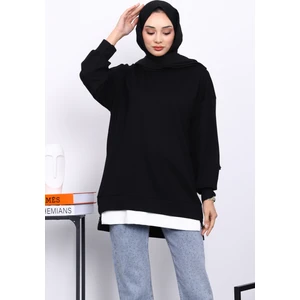 İmaj Butik Siyah Bisiklet Yaka Yan Fermuarlı Tunik