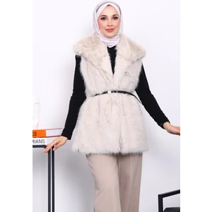 İmaj Butik Taş Astarlı Kemerli Kürk Yelek