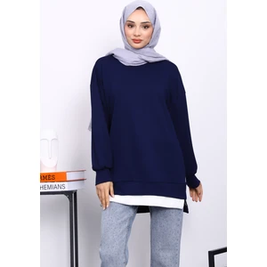 İmaj Butik Lacivert Bisiklet Yaka Yan Fermuarlı Tunik