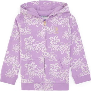 U.S. Polo Assn. Kız Çocuk Lila Kapüşonlu Fermuarlı Çiçekli Sweatshirt 50317959-VR034